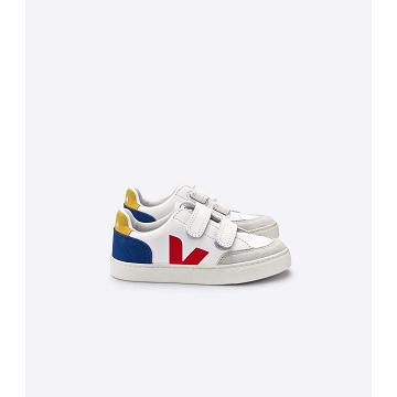 Veja V-12 LEATHER Sneakers Kinderen White/Red/Blue | NL 881HAP